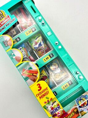 MGA's Miniverse Real Brands VENDING MACHINE & 3 Exclusive Minis Toy, Teal NIB